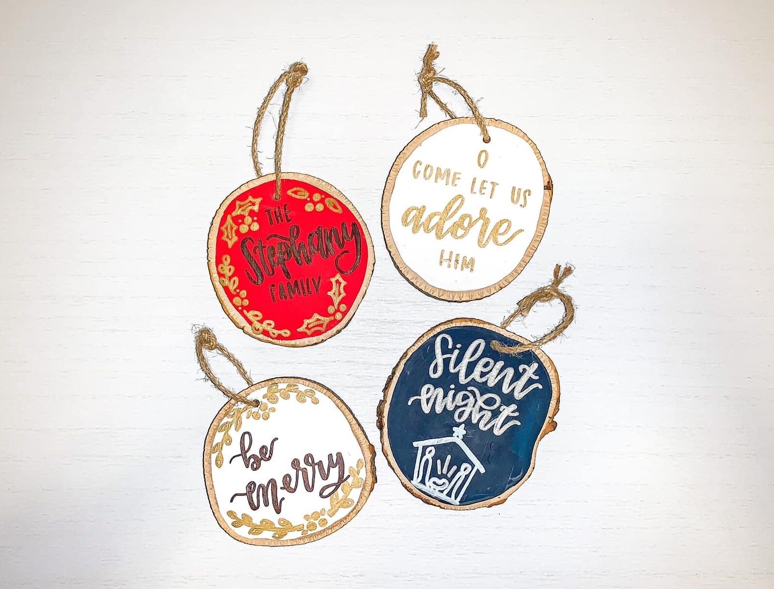 Handmade Christmas Ornaments with Calligraphy