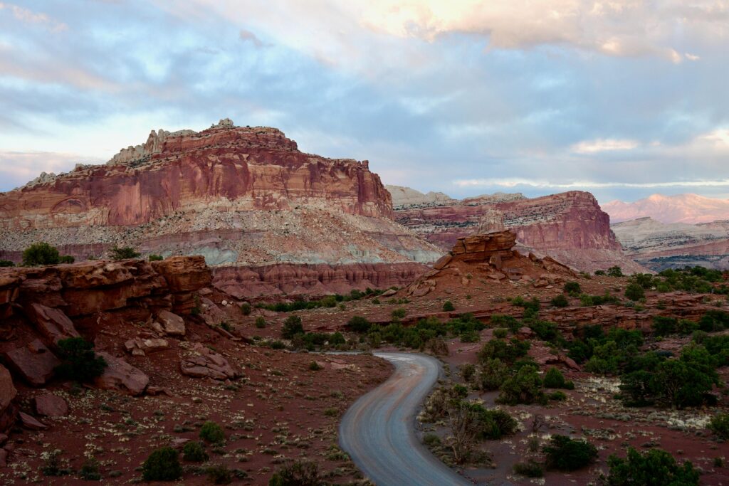 A winding road through Capitol Reef national park